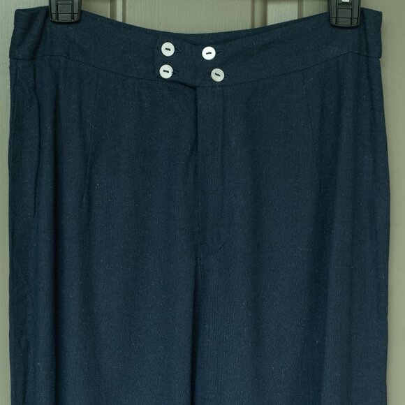 Mare Sole Amore Linen Pant High Rise Ultra Wide Leg Minimal Scandi GIrl Trouser - Picture 3 of 9